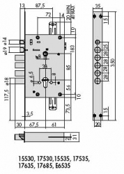 CISA 17685 Врезной электромеханический перекодировочный NEW CAMBIO FACILE замок с защелкой и вертикальным приводом